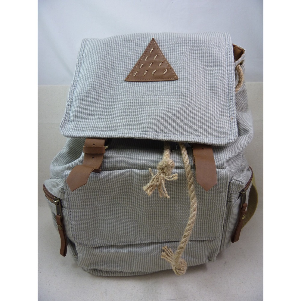 Akaba Cotton Fabric Gray Backpack Handwoven Handcrafted Pockets in & out